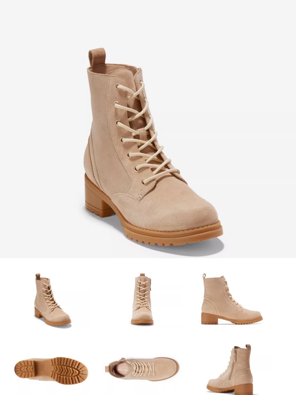 Cole Haan Camea Combat Lace-Up Suede Ankle Boots